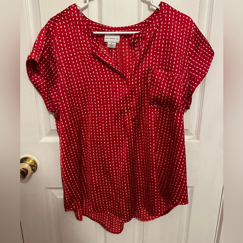 Red Liz Claiborne Blouse XL, lightly worn